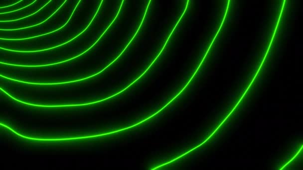 Абстрактные Колеблющиеся Неоновые Зеленые Полосы Изгиба Черном Фоне Дизайн Рябь — стоковое видео