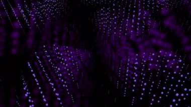 Bilimsel dijital uzayda parçacıkların alanı. Tasarım. Siyah bir zemin üzerinde uçan minik noktalar bulutları