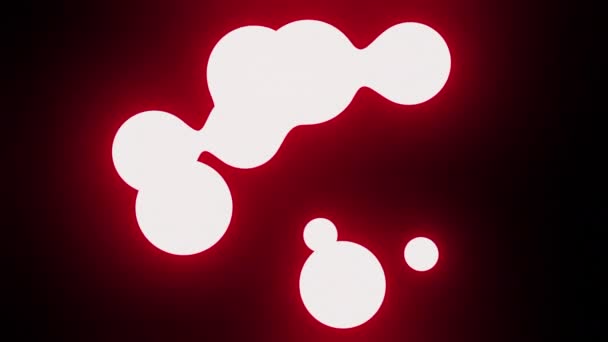 黒い背景に隔離された赤いネオン泡を形作る抽象的な背景 デザイン 輝く球が飛び交い 一緒に立ち往生する — ストック動画