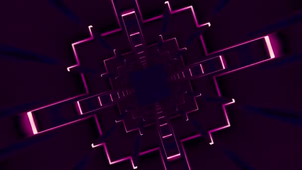 Obracający Się Kwadratowy Tunel Migającym Końcem Projektowanie Geometryczny Tunel Kwadratowy — Wideo stockowe