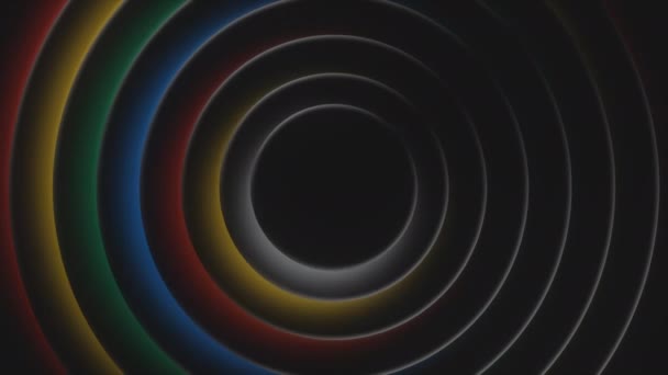 Svart Bakgrund Rörelser Mörka Cirklar Med Starkt Rinnande Ljus Animationen — Stockvideo