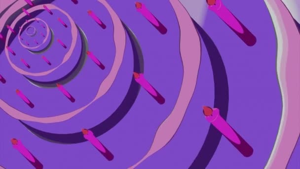 양초와 케이크 시각화의 스타일 디자인입니다 맛있는 케이크의 애니메이션 — 비디오