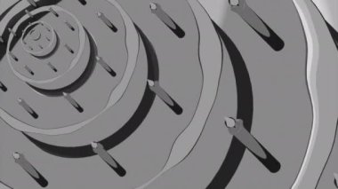 Bir pasta katmanının soyut monokrom fraktal animasyonu. Tasarım. Siyah beyaz pasta ve yanan mumlar.