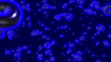 Uzayda hareket eden moleküllerle animasyon. Hareket. Halka 3 boyutlu moleküller kaotik alanda hareket eder. 3B moleküller veya parçacıklar uzayda hareket eder. 