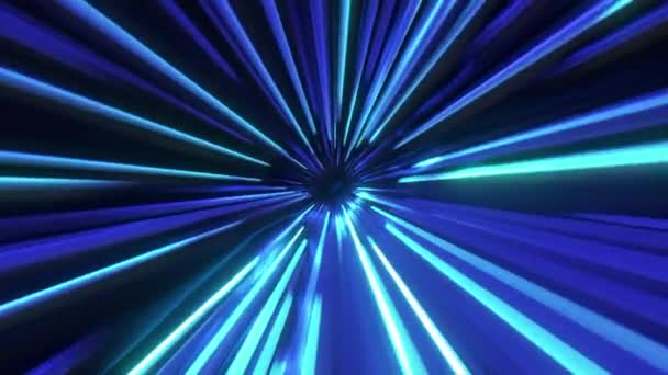 Ljus Tunnel Med Neonlinjer Rörelse Cybertunnel Med Höghastighetslinjer Ljus Neontunnel — Stockvideo