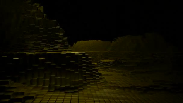 Fondo Gris Amarillo Diseño Muros Oscuros Tridimensionales Ladrillos Animación Que — Vídeo de stock