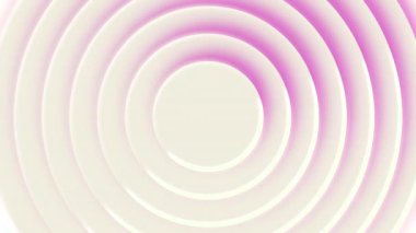 Açık pembe konsantre 3D halkalar. Hareket. Dairesel şekiller boyunca dönen gölge, sakin ve hipnotik etki