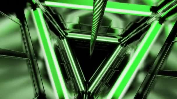 Fundo Rosa Verde Desine Túnel Forma Triangular Que Move Direção — Vídeo de Stock