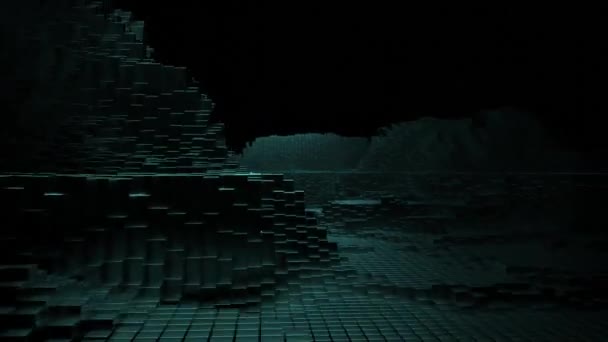 Abstraktní Podzemní Poničené Cihlové Katakomby Design Létání Uvnitř Strašidelného Temného — Stock video