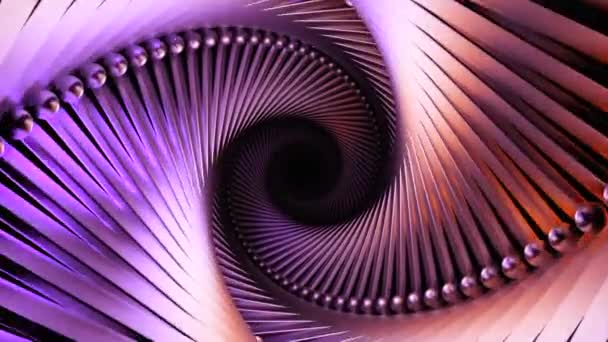 紫色の輝くトンネル 抽象にゆっくりと深く移動するトンネルは紫色の鉄でできています 高品質の4K映像 — ストック動画