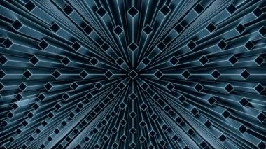 Geometrik çizgiler çarpıtmayla hareket eder. Tasarım. Üç boyutlu çizgiler uzayda bozulmalarla hareket eder. Kare 3D çizgilerin perspektif bozulması. 