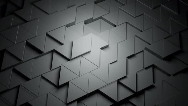 Fondo Geométrico Los Triángulos Movimiento Diseño Plano Triángulos Geométricos Metálicos — Vídeos de Stock