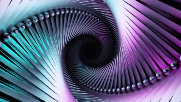 Abstrakter Hypnotischer Metallwirbel Design Optische Täuschung Innerhalb Eines Runden Tunnels — Stockvideo