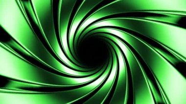 Metal çizgilerle dönen spiral tünel. Tasarım. Metal şeritlerden yapılmış dairesel bir tünel. Çelik çizgiler dairesel spiralde döner. 