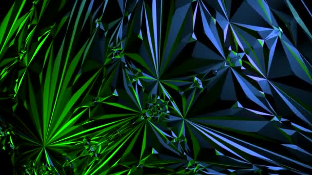 Groene Schuifspiegels Driehoekige Delen Van Spiegels Abstractie Die Verschillende Richtingen — Stockvideo