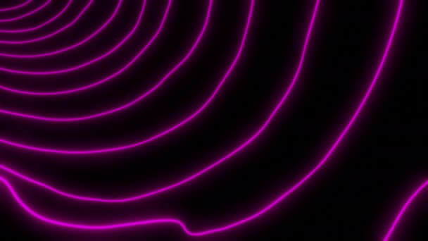 有纹波的霓虹线 细线与运动的震动或波纹成行 在黑色背景上振动的中子线 — 图库视频影像