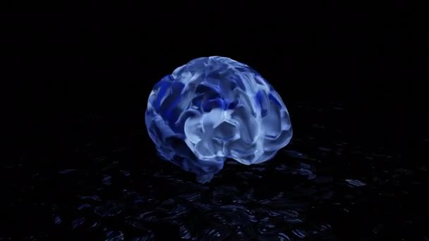Абстрактная Визуализация Вращающегося Человеческого Мозга Изолирована Черном Фоне Дизайн Концепция — стоковое видео