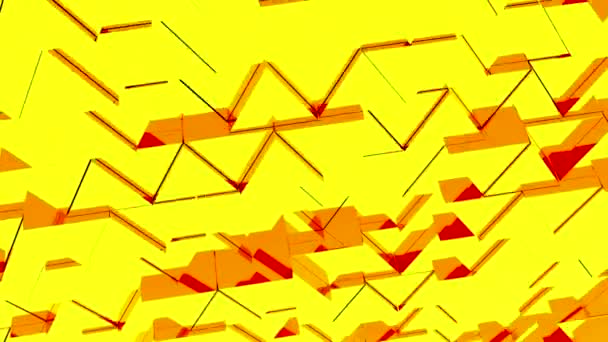 Fond Géométrique Avec Des Particules Triangulaires Ondulées Orange Rouge Design — Video
