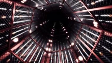 Siyah tünel. Tasarım. Duvarlarda beyaz ışıkla çizilmiş, içeriden yavaşça hareket eden bir ışık tüneli. Yüksek kalite 4k görüntü