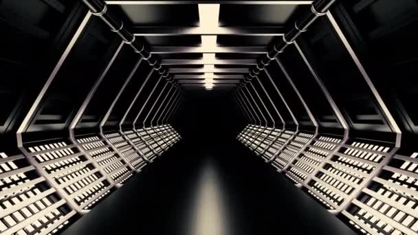 Túnel Negro Diseño Túnel Ligero Delineado Las Paredes Con Luz — Vídeo de stock