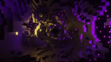 Leylak arkaplan. Belirleme. 3 boyutlu bir koridor. Döner ve soyut bir şekilde aşağı iner. Yüksek kalite 4k görüntü