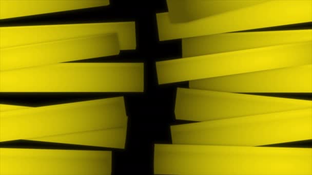 Haufen Bunter Streifen Auf Schwarzem Hintergrund Bewegung Gelbe Breite Linien — Stockvideo