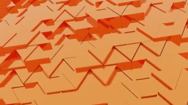 Turuncu üçgenler. Animasyondaki alışveriş merkezleri üçgenleri bir atlayışta farklı yönlere yükselip alçalıyorlar. Yüksek kalite 4k görüntü