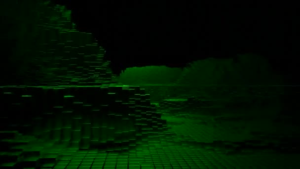 Hory Pixelů Design Pohyb Reliéfu Horami Čtvercových Pixelů Model Kyberreliéfu — Stock video