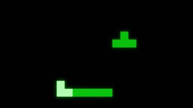  Siyah arka plan. Görev. Animasyondaki yeşil tetris karanlık ve boş bir arkaplana düşüyor. Yüksek kalite 4k görüntü