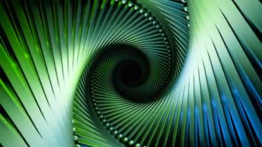 Çizgileri ve topları olan üç boyutlu spiral bir tünel. Tasarım. Tünelde çizgiler ve noktalar olan bükülmüş spiral. Çizgiler ve boncuklarla örülmüş spiral tünel. 