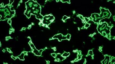 Kimyasal reaksiyonun soyut görüntülenmesi. Hareket. Karışık çözümler yayılan lekeler yaratır