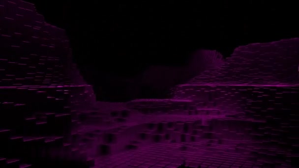 Hory Pixelů Design Pohyb Reliéfu Horami Čtvercových Pixelů Model Kyberreliéfu — Stock video