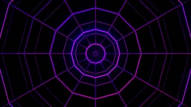 暗い背景に丸い形状のパルスモーション デザイン スパイダーウェブのように見えるリング — ストック動画