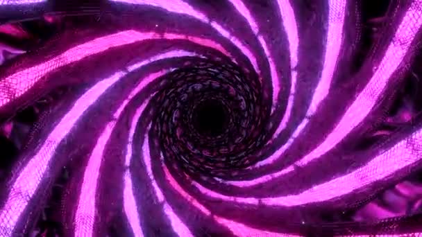 Rotierender Cyber Tunnel Mit Leuchtlinien Design Rotierende Spirale Aus Neonlinien — Stockvideo