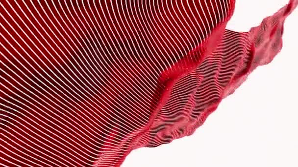 Sfondo Bianco Design Una Tela Rossa Movimento Animazione Che Ondeggia — Video Stock