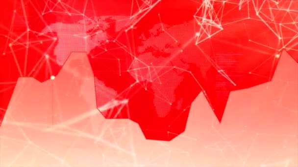 危险的红色图表 红色图表 图形上有移动点 移动分析图上的危险值 对经济或全球威胁的分析 — 图库视频影像