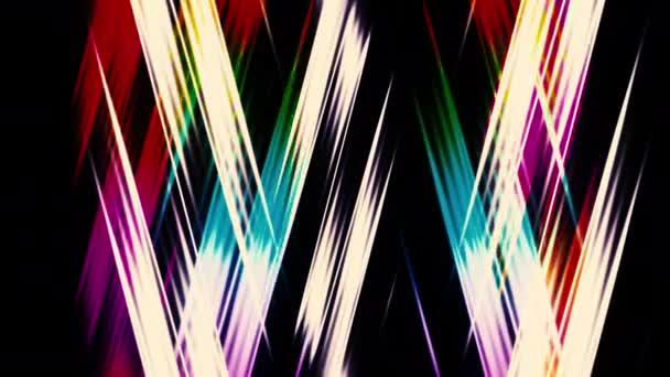 Soyut Neon Renkli Disko Çizgileri Tasarım Gece Kulübünde Siyah Arka — Stok video