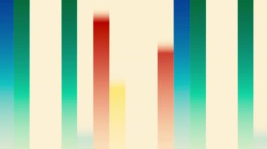 Renkli şeritlerin animasyon arkaplanı. Hareket. Düz renkli çizgiler akıntıda hareket eder. Basit düz çizgiler beyaz arkaplanda hareket eder. Geçişler için şık çizgili animasyon. 