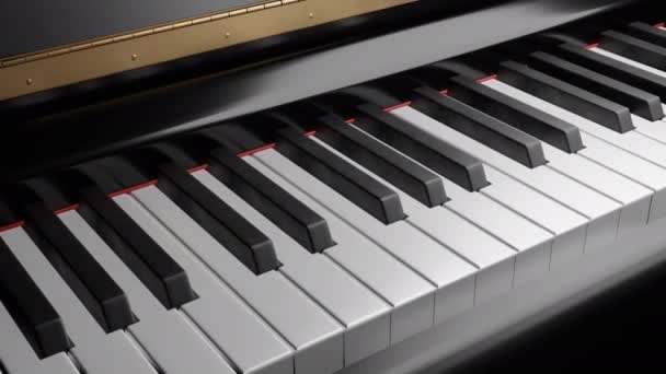钢琴演奏的3D动画 钢琴键自己弹奏 在现实钢琴的琴键上欢快地弹奏 音乐和乐器 — 图库视频影像