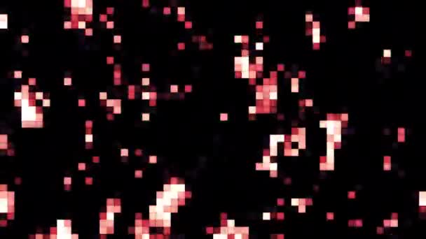 Černé Pozadí Pohyb Jasně Růžové Čtverce Pixelech Abstrakci Které Posouvají — Stock video