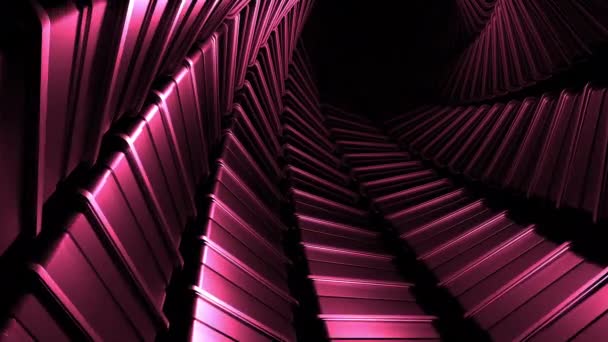 Létání Kulatém Tunelu Pohyb Trubka Jako Tmavě Růžový Tunel Světlicemi — Stock video