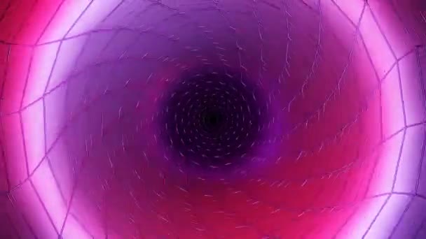 Pulsierende Lichtringe Einem Rosa Ausgekleideten Tunnel Design Hypnotische Wirkung Des — Stockvideo