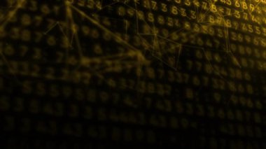 Sayıları değiştirme kodu, dijital dünya ve matris etkisi kavramı. Hareket. Siber uzayda pleksus deseni