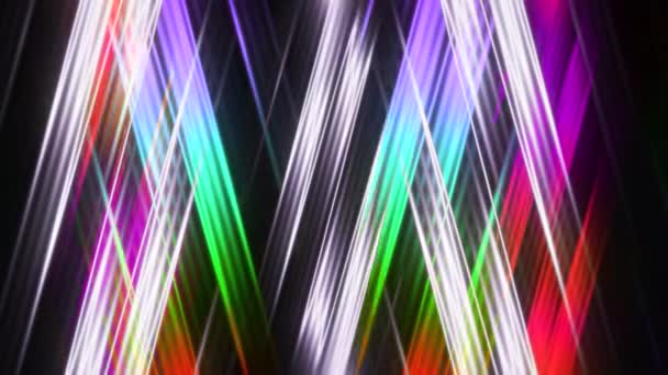 五彩缤纷的棱镜运动光芒的动画 移动3D模式与沙纹 彩虹棱镜交叉条纹的几何图案 — 图库视频影像
