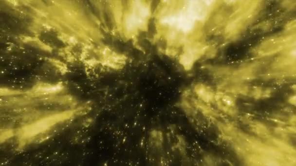 Sfondo Giallo Rosso Mozione Flussi Luce Nello Spazio Con Stelle — Video Stock