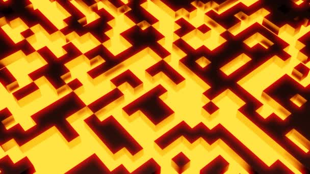 Retro Tetris Zářícími Čtverci Design Pozadí Malými Tmavými Čtverci Pohybující — Stock video