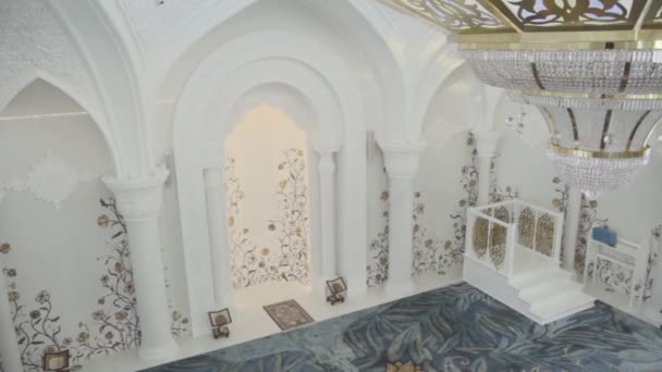 Bellissimo Interno Moschea Bianca Con Motivi Scena Moschea Bianca Chiara — Video Stock