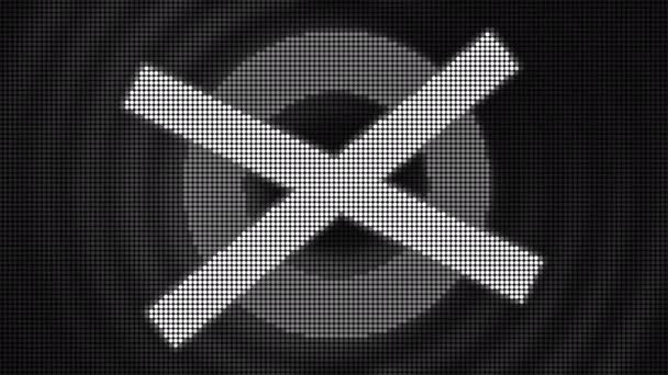 Retro Zwart Wit Pixelscherm Met Een Cirkel Kruispunten Beweging Monochrome — Stockvideo