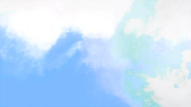 Beyaz bulutlar renkli arkaplanda hareket eder. Hareket. Uzayda hareket eden beyaz bulutların 3 boyutlu animasyonu. Üç boyutlu bulutlar ya da kalın sis bulanık hareket ediyor. Anıların ya da bulanık zihnin etkisi. 