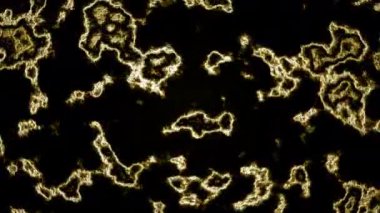Titreyen sıvının 3 boyutlu animasyonu. Hareket. Sıvı desen titreşir ve hareket eder. Parıldayan desen plazma gibi hareket eder. 
